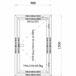 Okno techniczne EI 30 900 x 1500